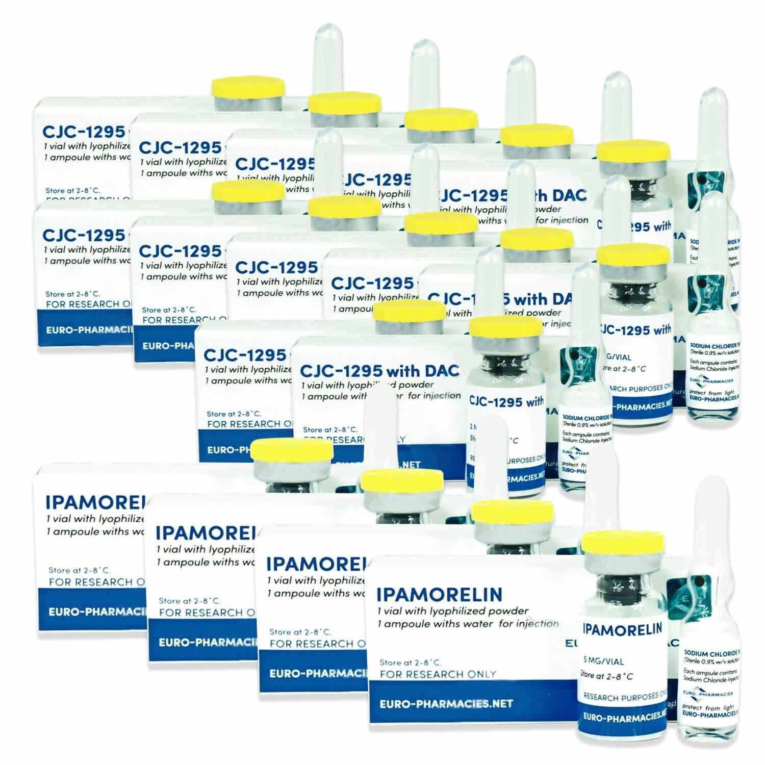 Pacote de Peptídeos Antienvelhecimento Euro Pharmacies Ipamorelin CJC 1295 DAC (12 semanas)