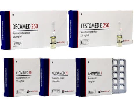 Pacote com 4 injeções de Enantato 250 DECA para ganho de massa, 8 semanas, Deus Medical 463×348