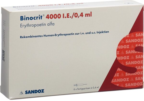 Binocrit 4000 UI 0,4 mL. 6 Solução Injetável em Seringas Pré-Enchidas Epoetina Alfa Sandoz
