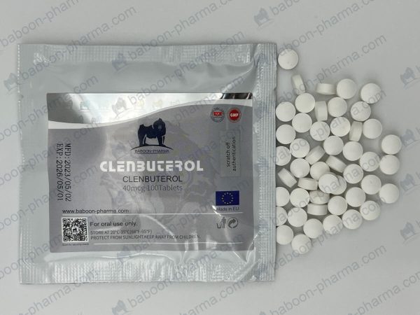 Comprimidos orais de Clenbuterol 40 mg da Baboon Pharma.