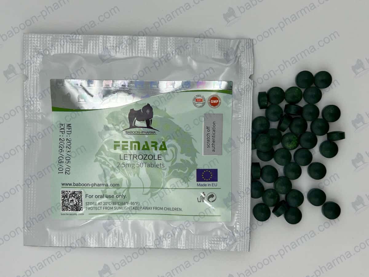 Comprimidos orais de Femara 2,5 mg da Baboon Pharma.
