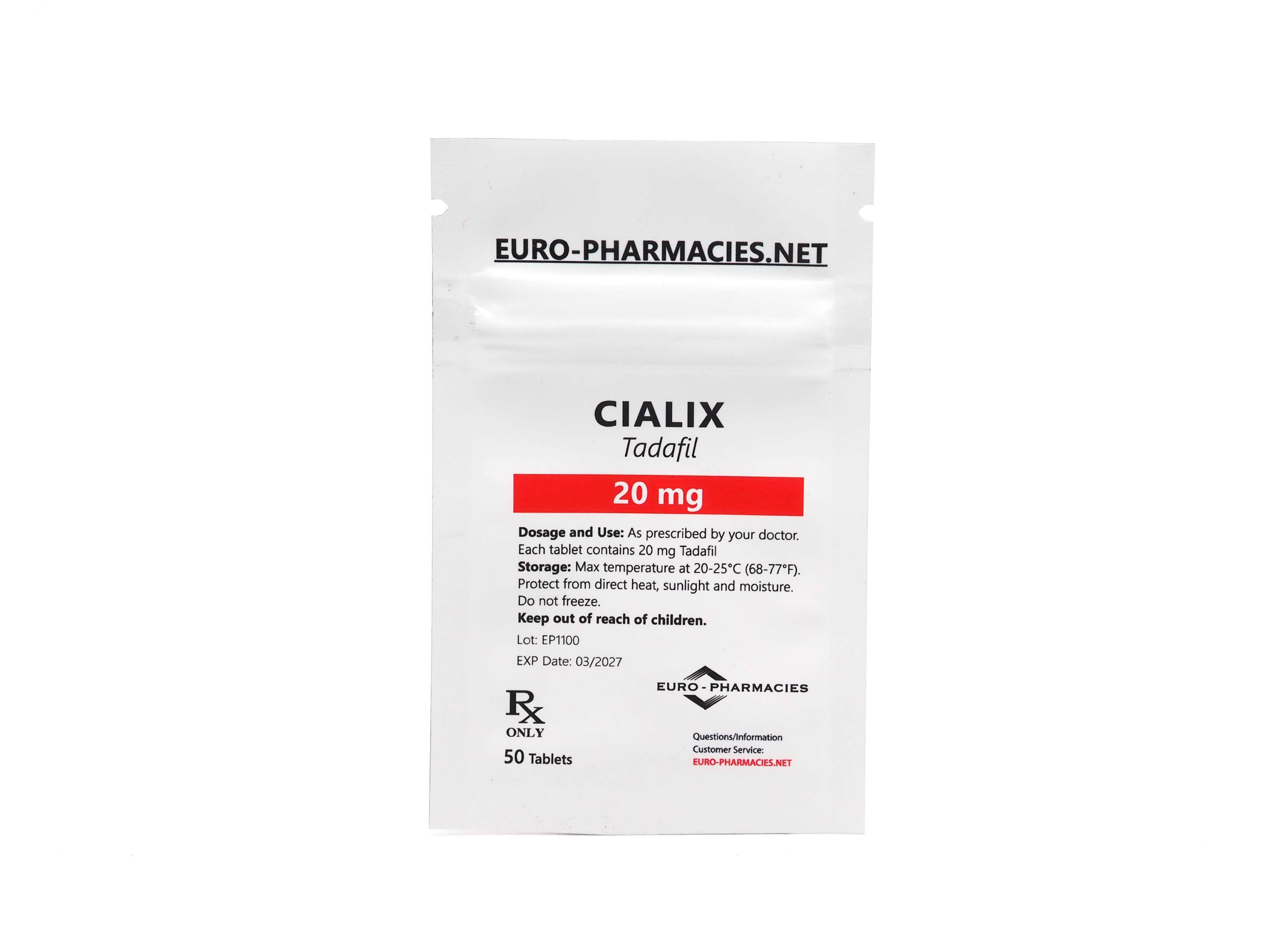 Europharmacies oferece Cialix (Tadafil) em embalagens individuais.