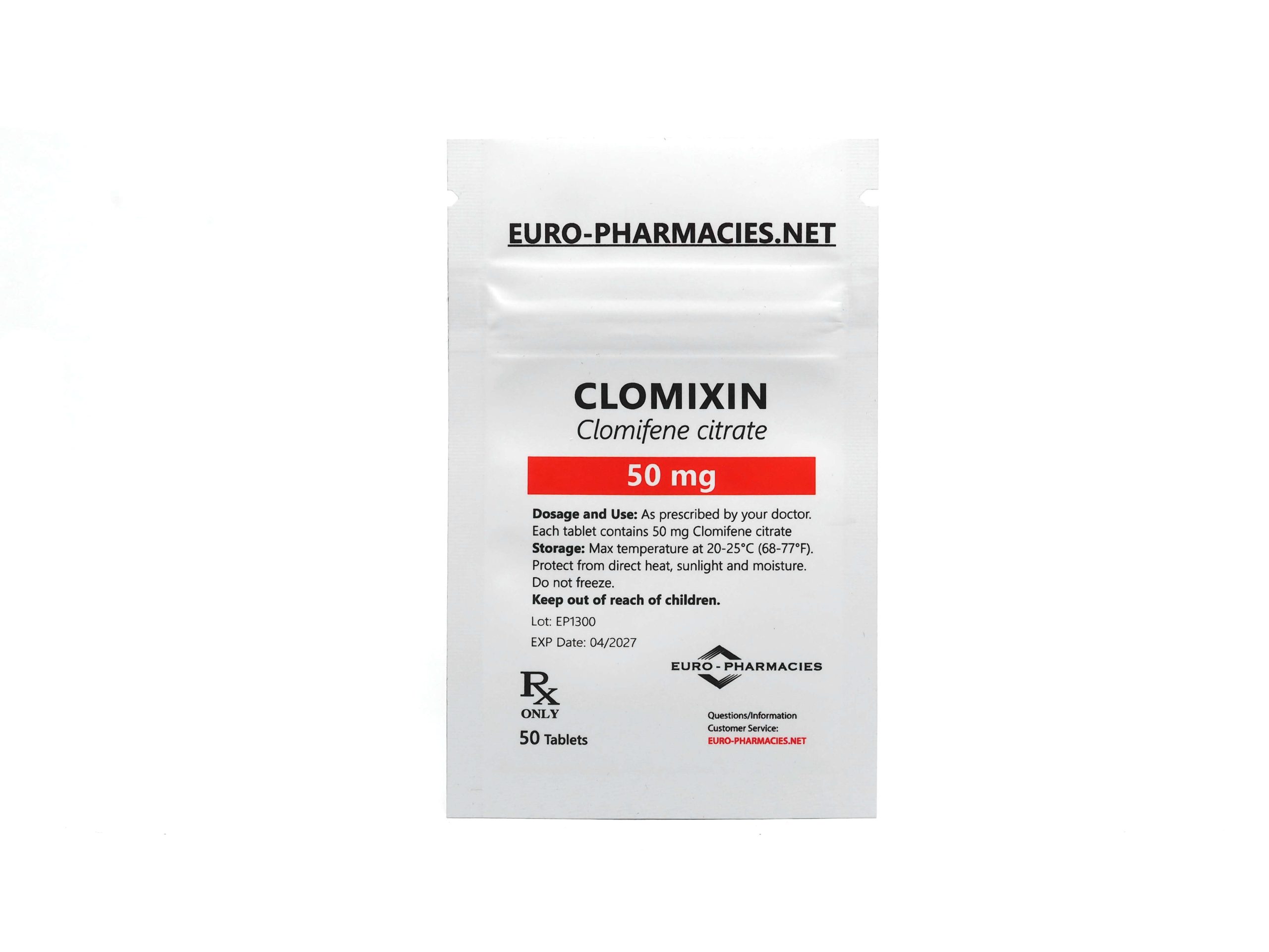 Europharmacies oferece Clomixin (Clomid) em embalagens individuais.