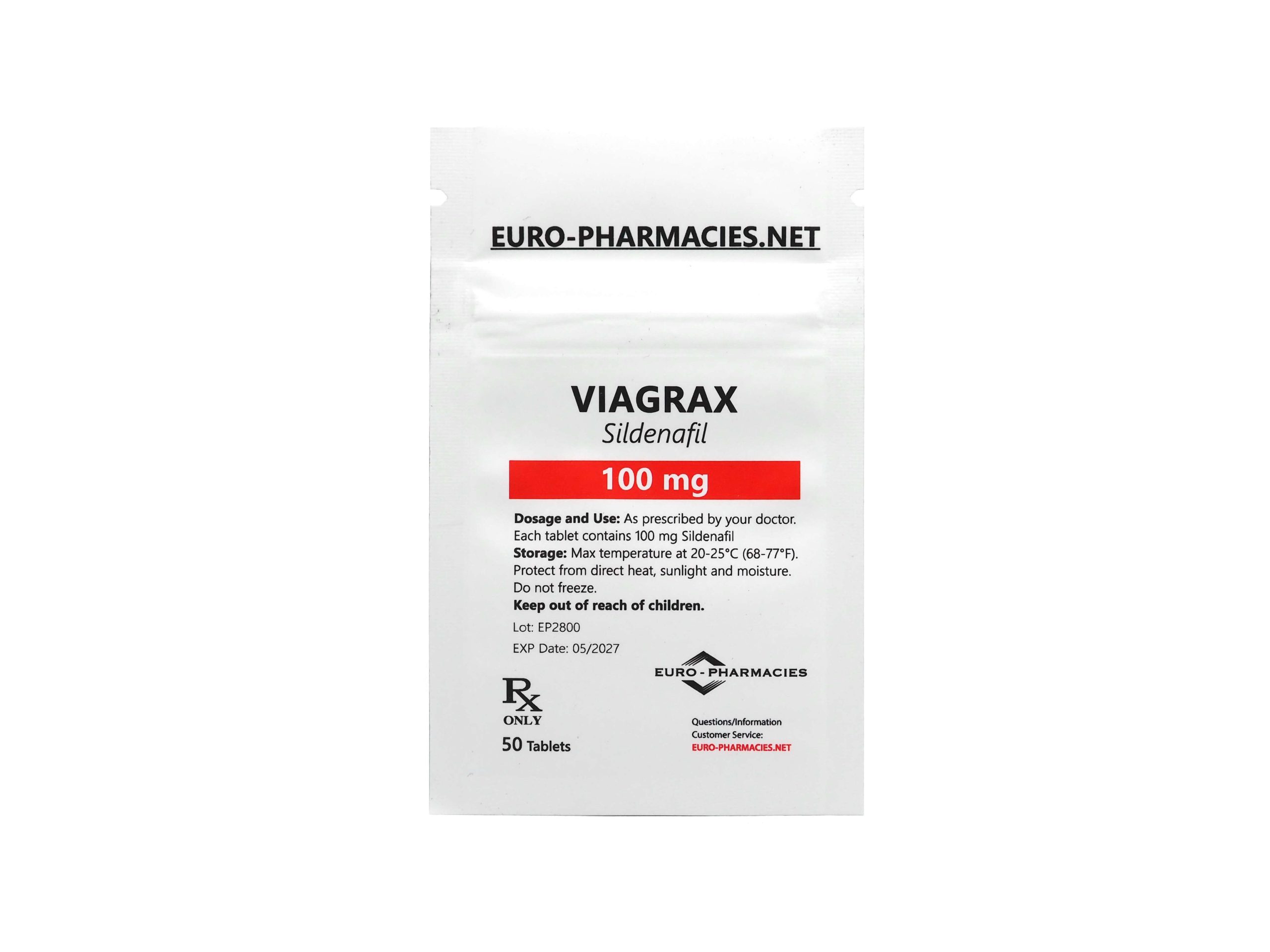Europharmacies oferece Viagra (Sildenafil) em embalagens individuais.