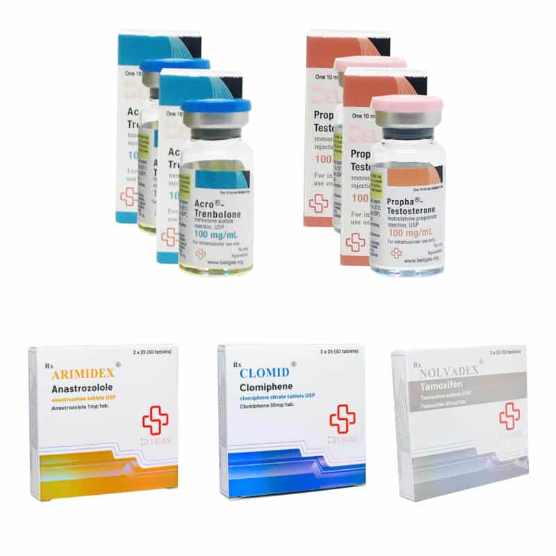 Kit para Ganho de Massa Muscular Magra: Propionato de Testosterona + Acetato de Trenborola + TPC (6 semanas) Beligas Pharmaceuticals International