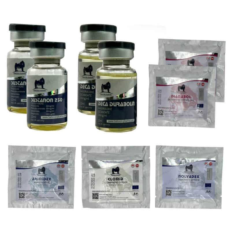 Pacote de Ganho de Massa Nível III (Injetável): Sustanon + Deca + Dianabol (8 semanas) Baboon Pharma