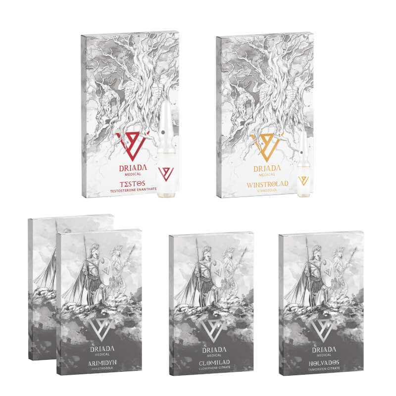 Pacote para ganho de massa muscular seca NÍVEL I INJEÇÃO DE ENANTATO WINSTROL PROTEÇÃO TPC 8 semanas Driada Medical