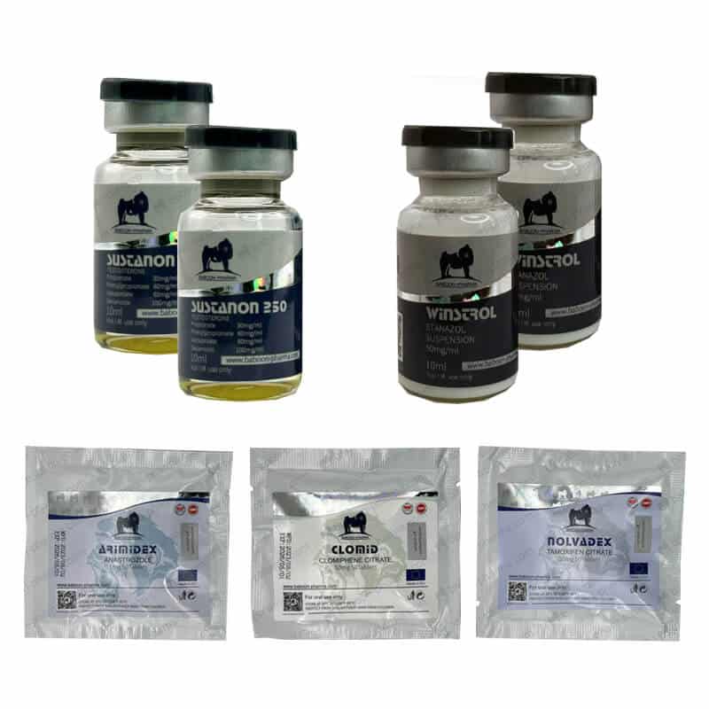 Pacote de Ganho de Massa Magra Nível II (Injetável) Sustanon + Winstrol + Proteção + TPC (8 semanas) Baboon Pharma