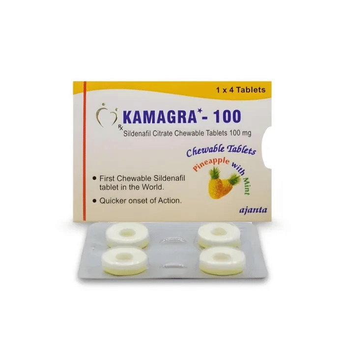 Kamagra 100 Abacaxi e Hortelã Citrato de Sildenafil CT 1×4 Farmácia UE