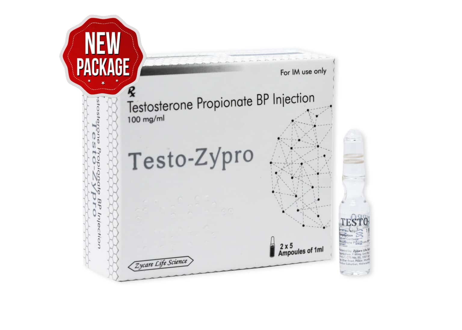 TESTO ZYPRO Propionato de Testosterona Inj. 100mg 1×10 1
