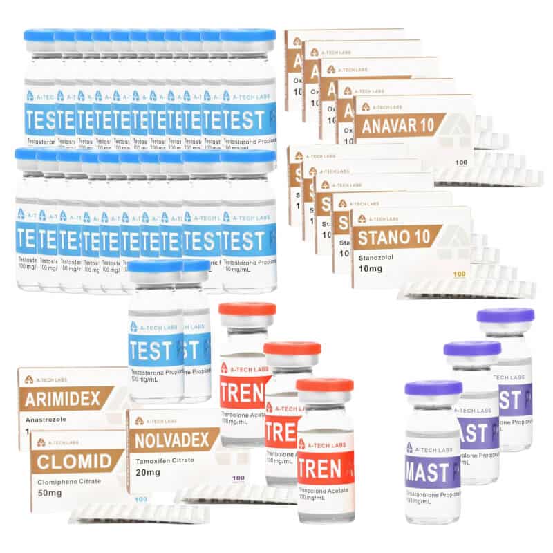 PACOTE EXTREMO PARA GANHO DE MASSA MAGRA Testosterona, Trenbolona, Masteron, Anavar, Winstrol (Oral) - 16 semanas - TECH 1
