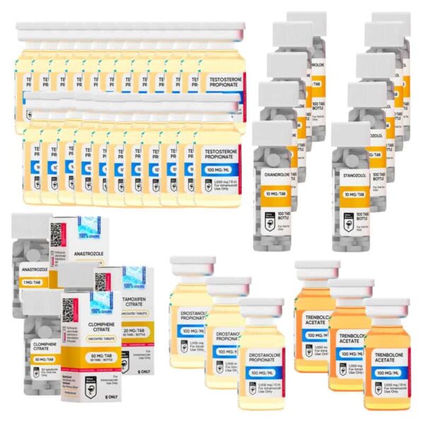 PACOTE EXTREMO PARA GANHO DE MASSA MUSCULAR MAGRA Testosterona, Trenbolona, Masteron, Anavar, Winstrol (Oral) - 16 semanas - HILMA