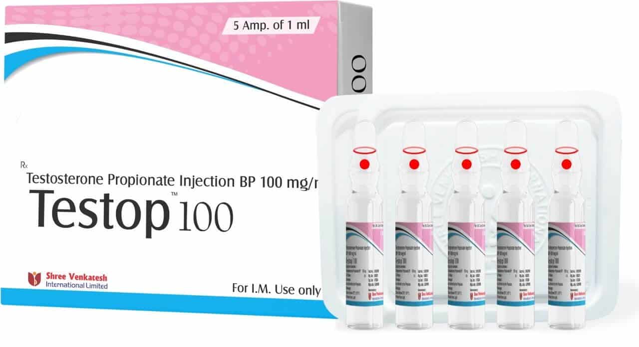 TESTOP - Propionato de testosterona 100mg/ml (5amps x 1ml) - Shree Venkatesh