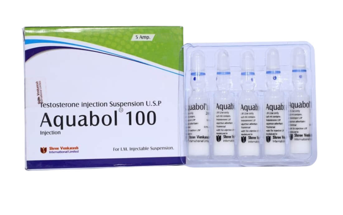 AQUABOL - Suspensão de Testosterona 100mg/ml (5 ampolas x 1ml) - Shree Venkatesh