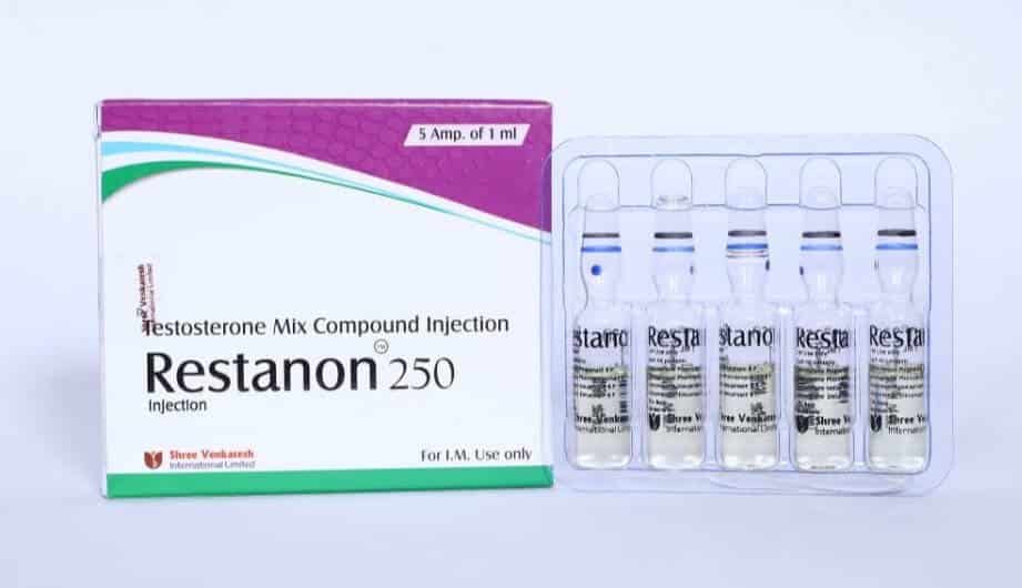 RESTANON - Mistura de Testosterona 250mg/ml (5 ampolas x 1ml) - Shree Venkatesh